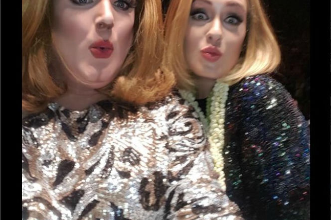 Adele na scenie ze swoim sobowtórem drag queen