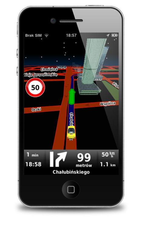 Mapa do nawigacji GPS na iPhone