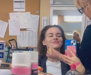 M jak miłość. Dominika Kachlik (Franka) na planie