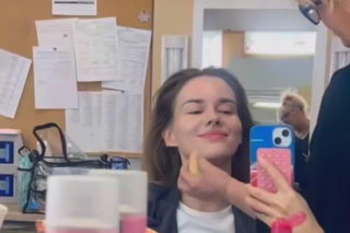 M jak miłość. Dominika Kachlik (Franka) na planie