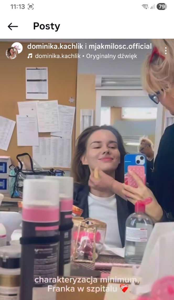 M jak miłość. Dominika Kachlik (Franka) na planie