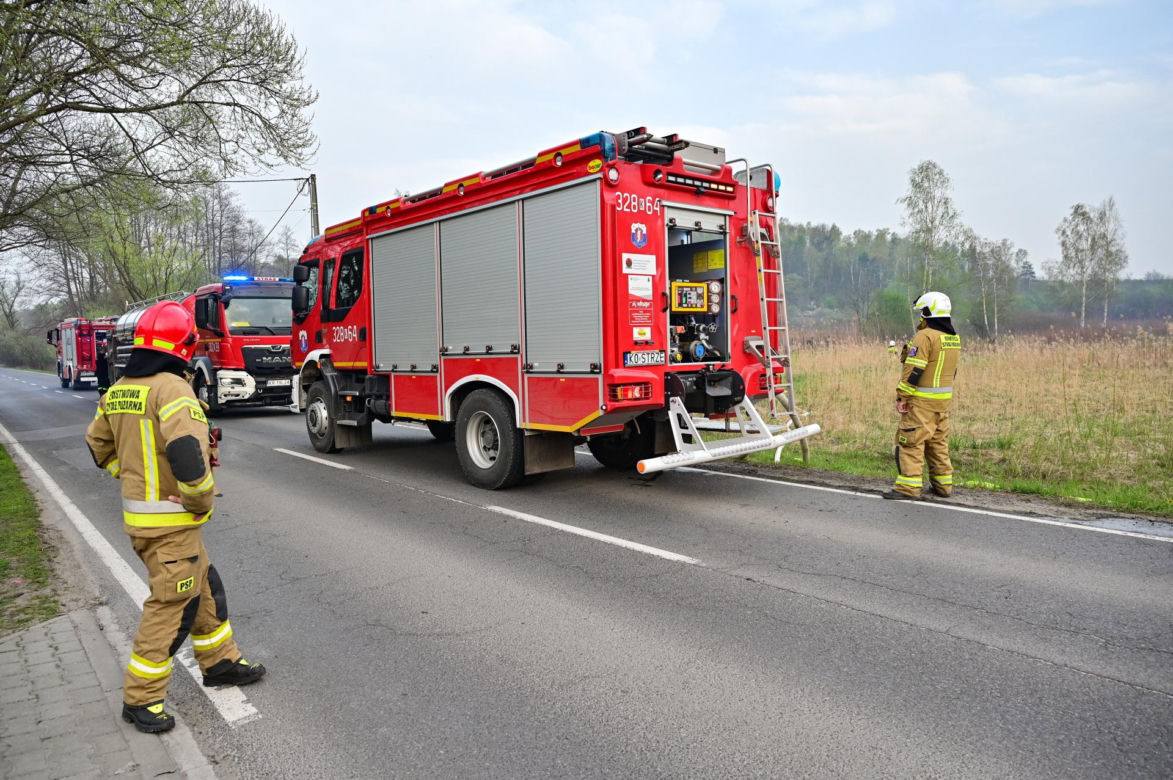 Pożar traw w krakowskiej dzielnicy Dębniki