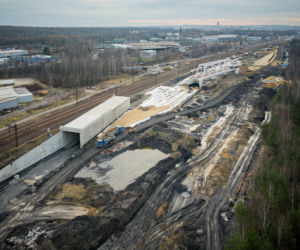 Stacja Katowice Zawodzie, widok na powstające wiadukty