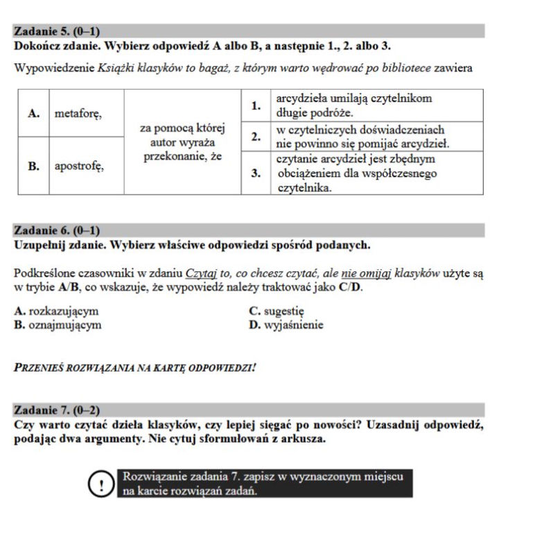 Egzamin gimnazjalny, język polski ARKUSZE