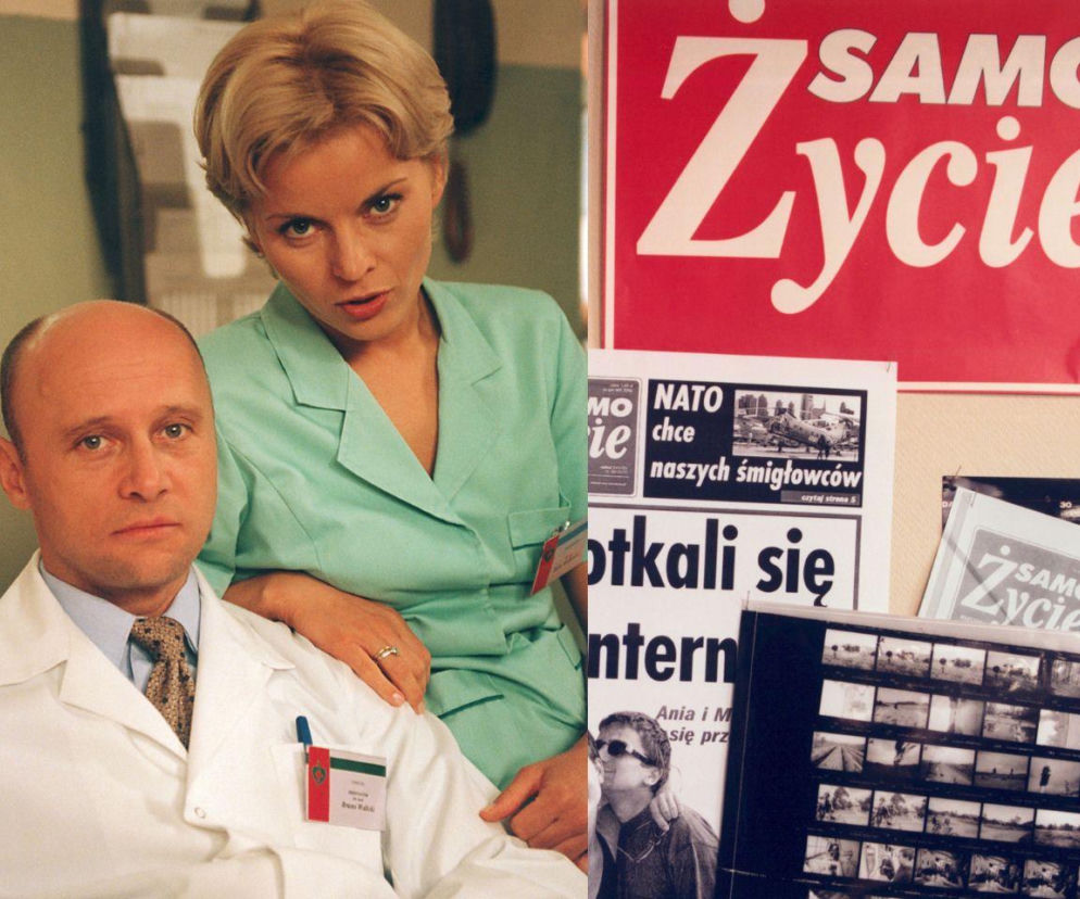 Aktorzy z serialu Na dobre i na złe, a obok plakat Samo Życie. Sprawdź swoją wiedzę w quizie filmowym na SE.