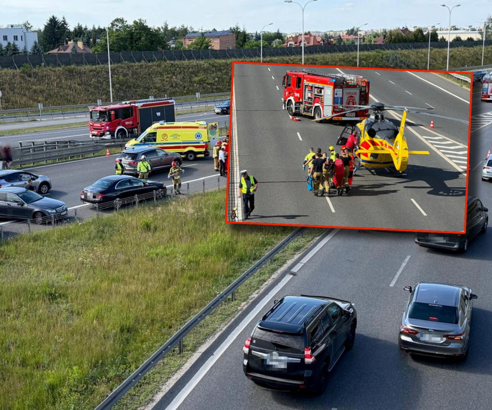 Śmigłowiec LPR na S8. Kobieta potrącona po wyjściu z auta