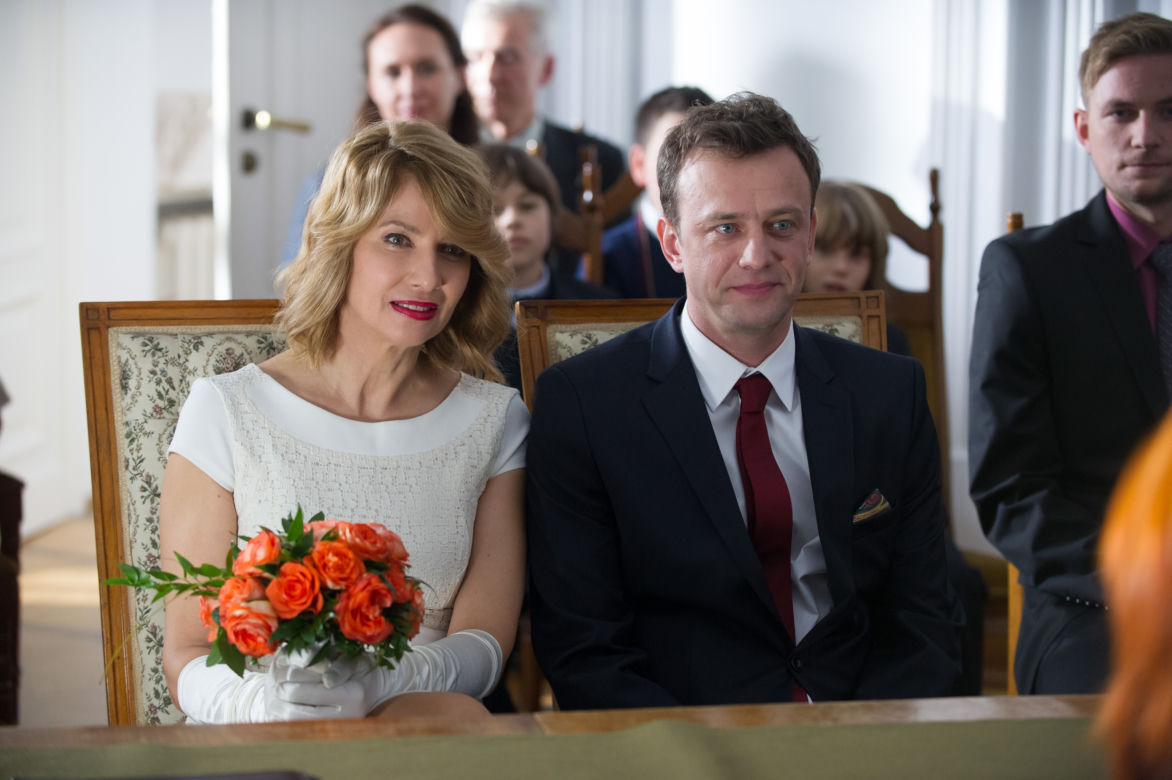 Na Wspólnej po wakacjach 2014. Basia (Grażyna Wolszczak), Krzysztf Smolny (Łukasz Konopka),
