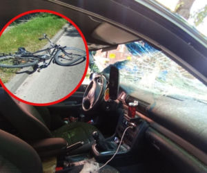 Koszmar na skrzyżowaniu! Pijany rowerzysta wpadł prosto pod audi i z hukiem rozbił przednią szybę [ZDJĘCIA]