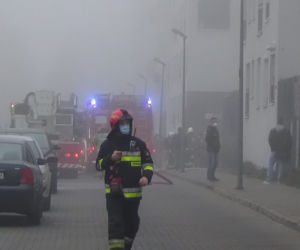 Pożar aut w garażu podziemnym przy ul.Górczewskiej w Warszawie