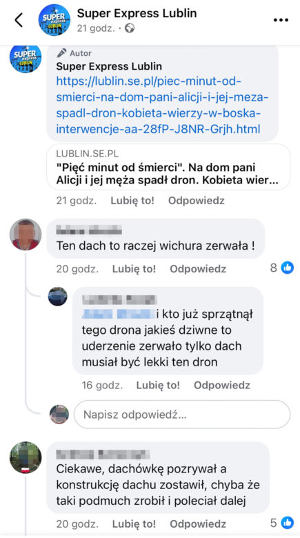 Dom we wsi Wyryki zniszczony przez burzę, a nie drona? Bzdura!