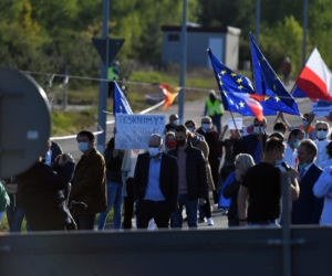 Protest medyków na granicy polsko-niemieckiej w Lubieszynie