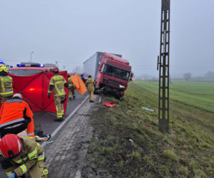 Śmiertelny wypadek na drodze krajowej. Poważne utrudnienia po zderzeniu osobówki z ciężarówką