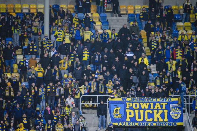 Arka Gdynia - Raków Częstochowa, zdjęcia kibiców i piłkarzy z meczu 17. kolejki PKO BP Ekstraklasy