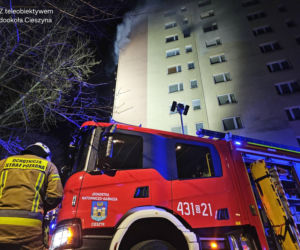 Pożar wieżowca w Cieszynie