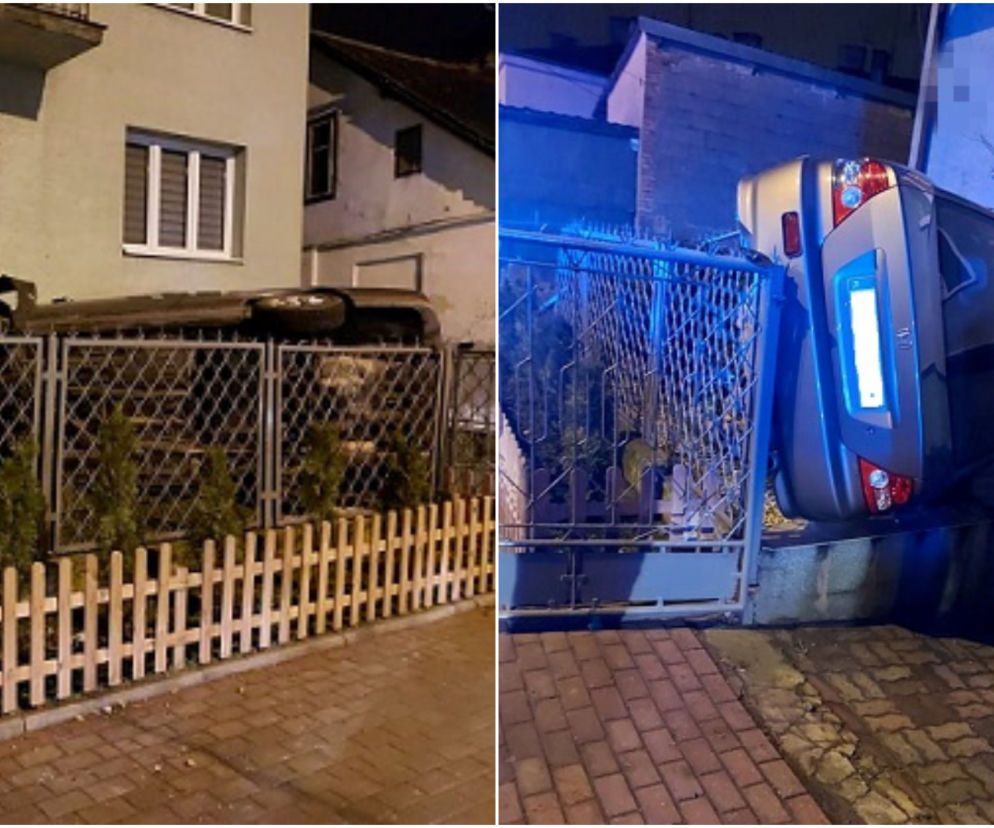 Pułtusk. Fruwające auto?! Honda wyleciała w górę i wylądowała na prywatnej posesji [ZDJĘCIA]