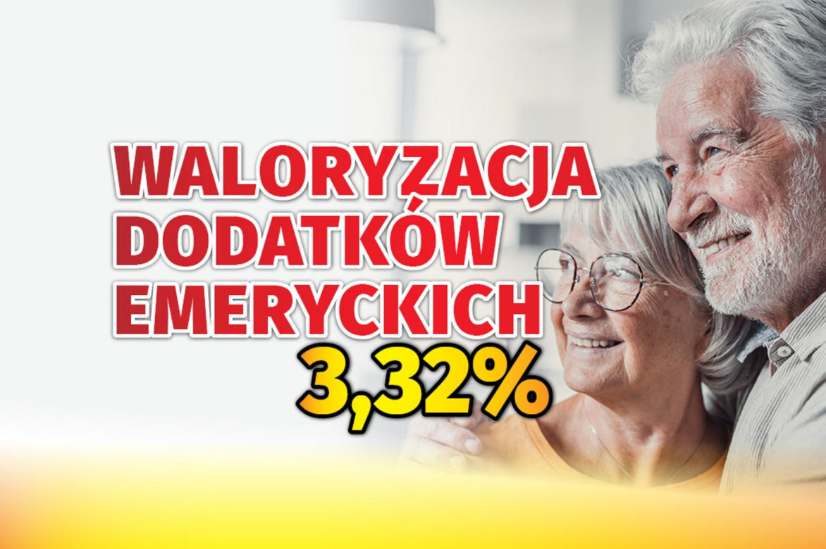 Waloryzacja dodatków emeryckich 3,32 proc.
