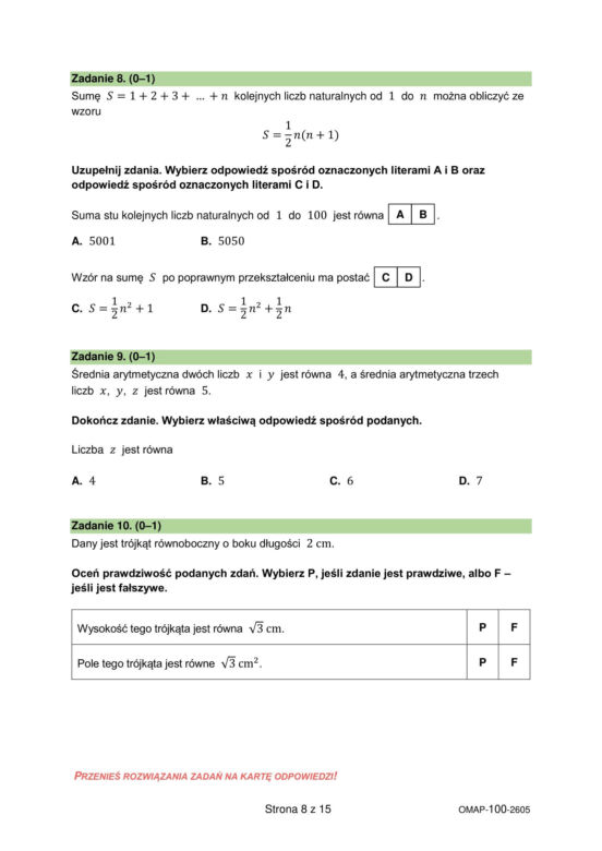 Egzamin ósmoklasisty 2026 z matematyki: arkusze CKE 12.05.2026