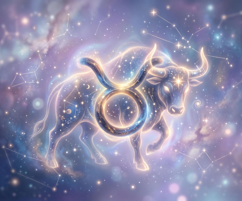 Świecący symbol zodiaku Byka na tle gwieździstego kosmosu. O horoskopie na czas zaćmienia przeczytasz w serwisie Eska.