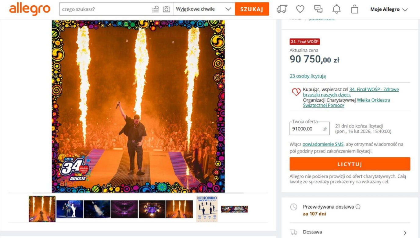 Te licytacje rozbiły bank na WOŚP! Sprawdź, które aukcje osiągnęły najwyższe kwoty