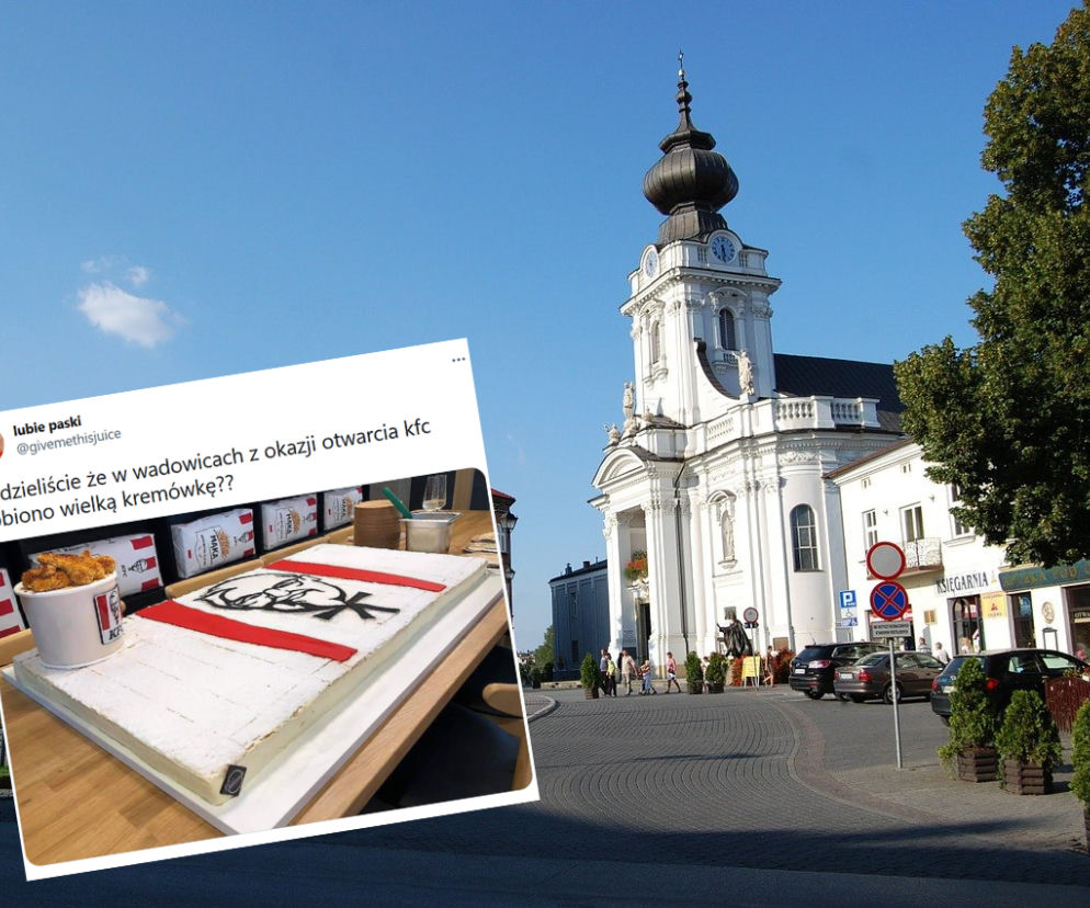 Wadowice: zrobili wielką kremówkę na otwarcie... KFC. Tłumy ustawiły się o 6 rano!