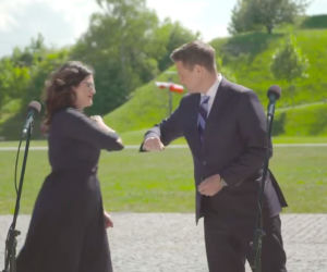 Brifing prasowy Rafała Trzaskowskiego z Aleksandrą Dulkiewicz