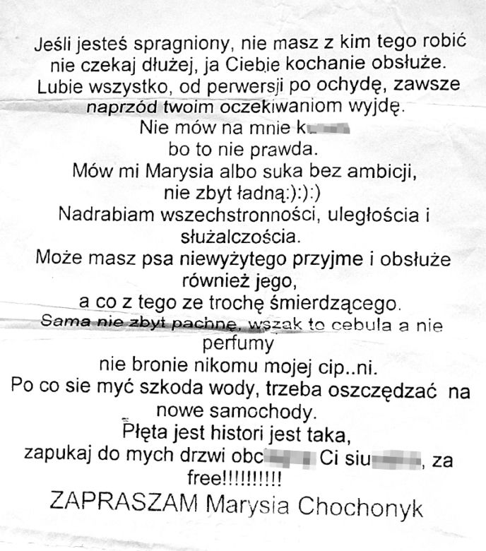 Były kochanek niszczy ją poezją