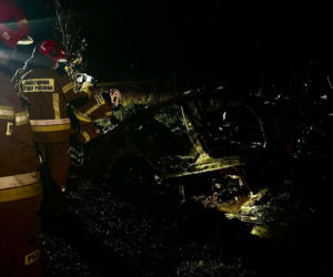 Pijany kierowca i pożar BMW na DK-63 w Suchożebrach