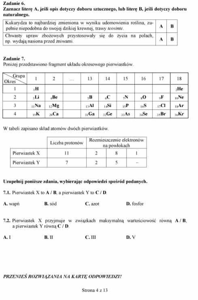 Próbny EGZAMIN GIMNAZJALNY grudzień 2011 - PRZEDMIOTY PRZYRODNICZE: Biologia, chemia, fizyka, geografia: jakie były PYTANIA, ARKUSZE, ODPOWIEDZI, PRZECIEKI
