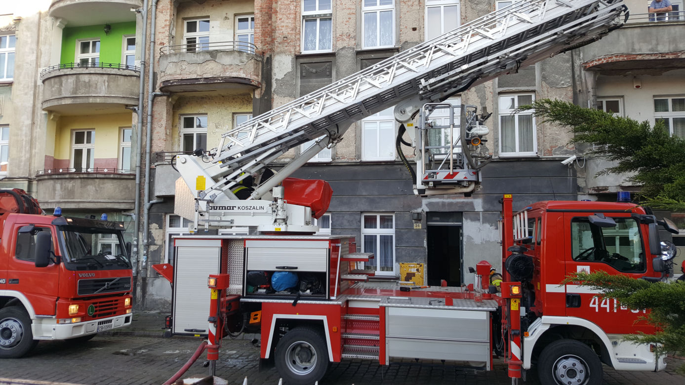 Pożar w kamienicy przy ulicy Kościuszki w Grudziądzu. Paliło się poddasze budynku
