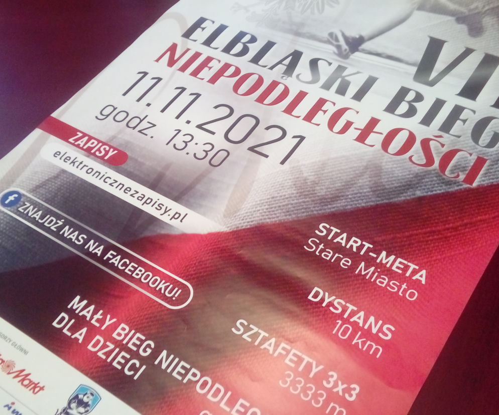 Obchody Święta Niepodległości w Elblagu, plakat zapowiadajcy Bieg Niepodległości