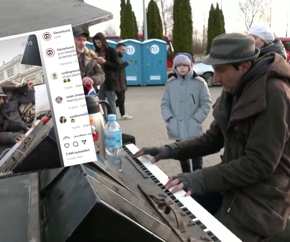 Ludzie z Ukrainy przekraczają granicę, a on gra na pianinie. WZRUSZENIE gwarantowane
