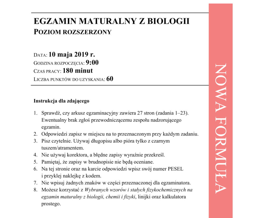 Matura 2019 z biologii [ARKUSZE CKE, ODPOWIEDZI]