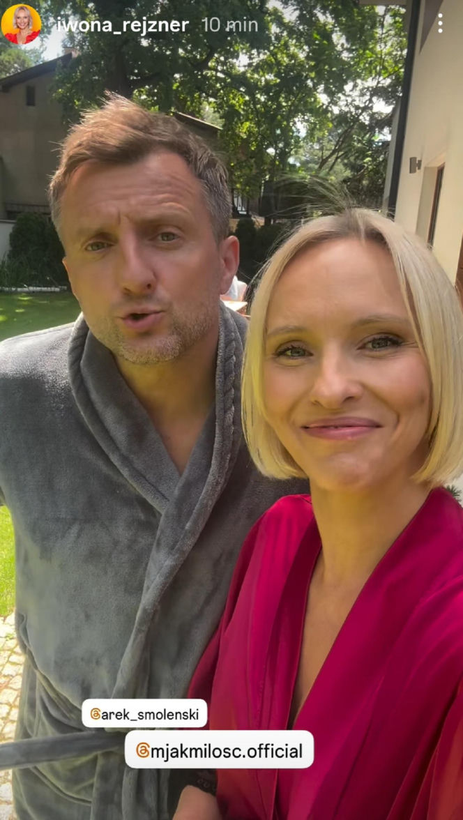 M jak miłość nowy sezon. Dorota (Iwona Rejzner), Bartek (Arkadiusz Smoleński) na planie