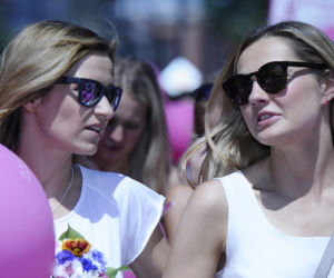 Marsz Różowej Wstążki 2015. Małgorzata Socha, Joanna Koroniewska
