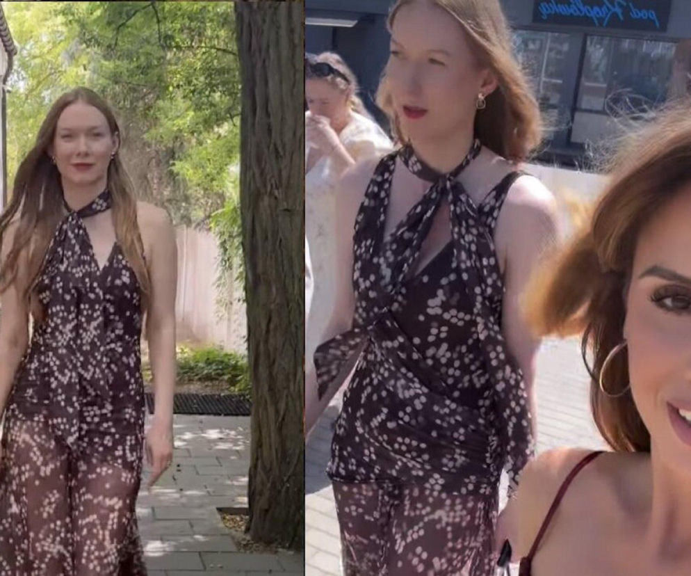 Katarzyna Dąbrowska jako Elżbieta Domańska w zwiewnej sukni z deseniem, oraz Michalina Sosna jako Kama w czerwonej kreacji, szykują się na wspólny posiłek w nowych odcinkach M jak miłość. Więcej o ich podejrzanym spotkaniu przeczytasz na portalu Super Seriale.