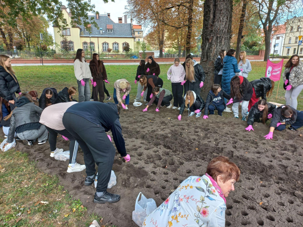 Posadzili kolejne żonkile w Lesznie. W dniu walki z rakiem piersi