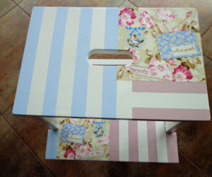 Taboret ze schodkiem IKEA w wersji decoupage