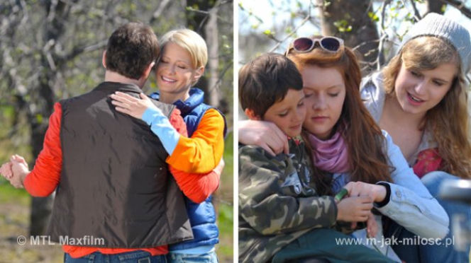 M jak miłość. Marek (Kacper Kuszewski), Hanka (Małgorzata Kożuchowska), Mateusz (Krystian Domagała), Ula (Iga Krefft), Natalka (Marcjanna Lelek)