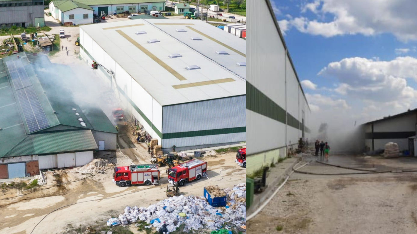 Pożar w Kliszowie. Płonęła hala produkcyjna herbat owocowych. Strażacy: "Pachniało"