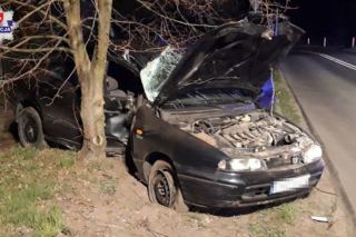 Jego życie uratowali świadkowie. Pijany 28-latek stracił kontrolę i wbił się w drzewo