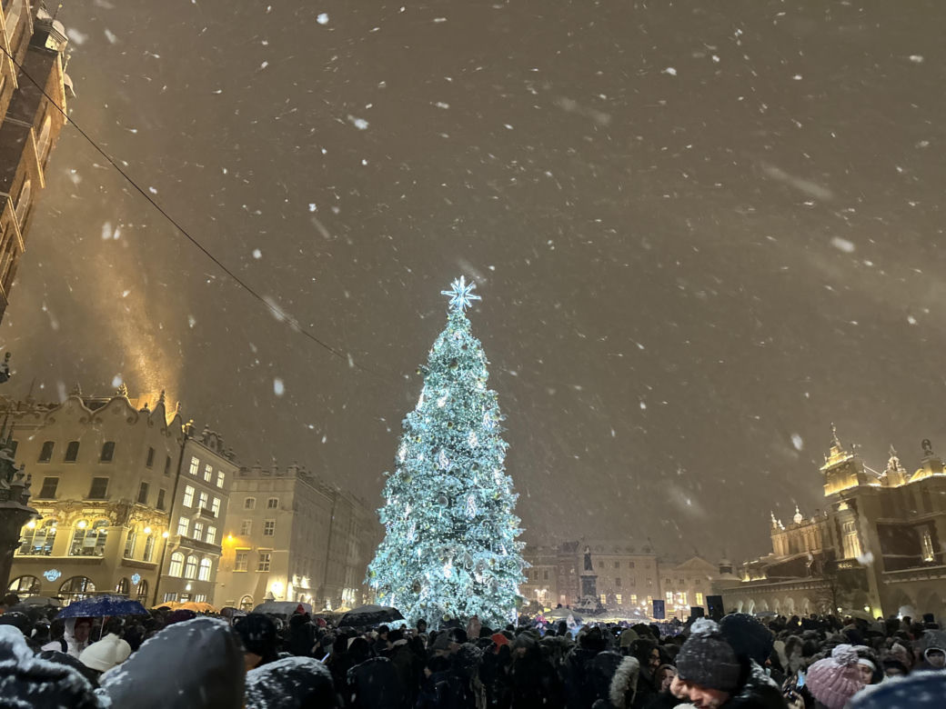 Choinka rozbłysła na Rynku Głównym. Tak wygląda Kraków w zimowej scenerii! 