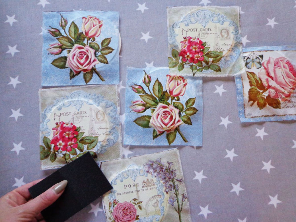 Podkładki pod kubek decoupage na żelazko