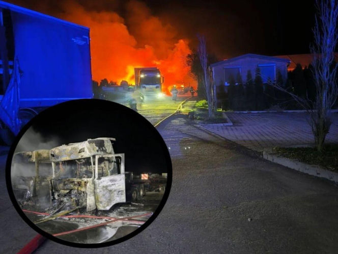 Lubelskie: Ogień trawił ciężarówki i kombajn! Dramatyczna interwencja strażaków w środku nocy