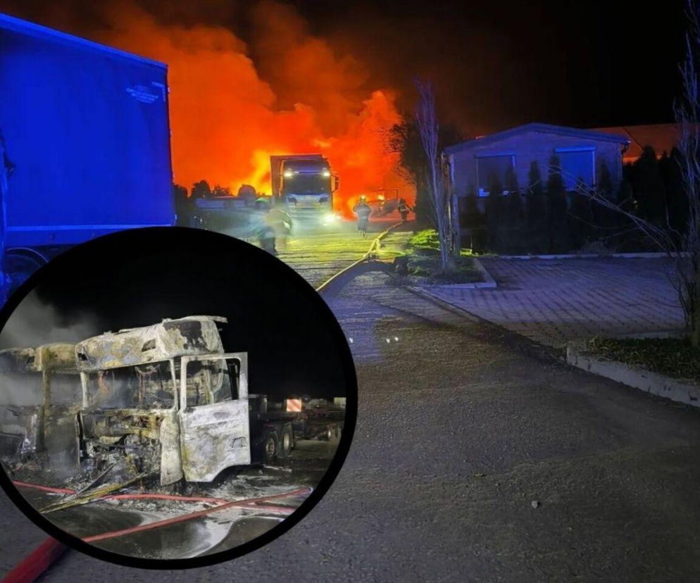 Lubelskie: Ogień trawił ciężarówki i kombajn! Dramatyczna interwencja strażaków w środku nocy