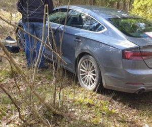 W lesie znaleźli skradzione Audi A5. Za kierownicą spał... złodziej! [ZDJĘCIA]