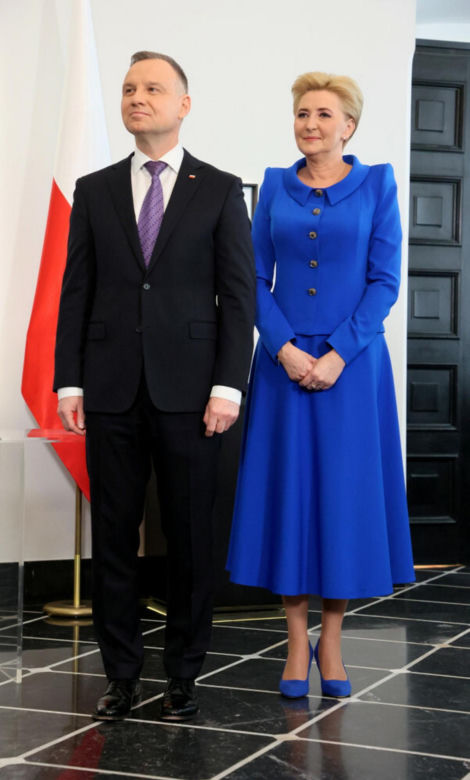 Agata Duda na niebiesko