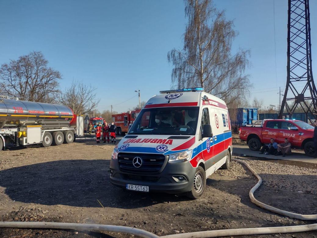 Pożar na bocznicy kolejowej w Krakowie