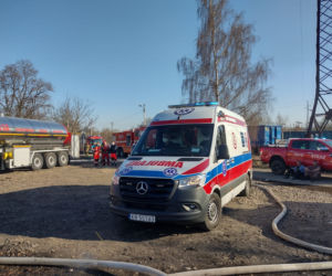 Pożar na bocznicy kolejowej w Krakowie
