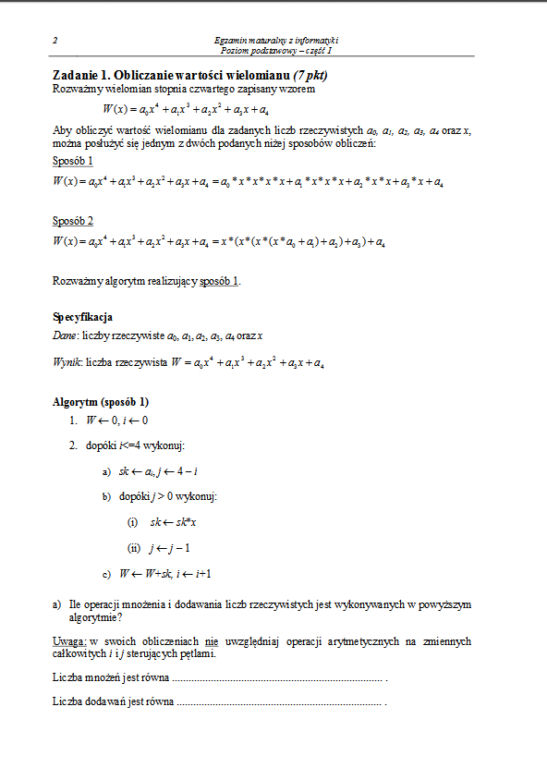 Matura 2013, informatyka poziom podstawowy 