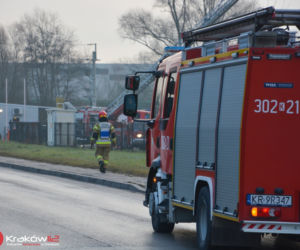 Pożar nad Drwiną w Krakowie